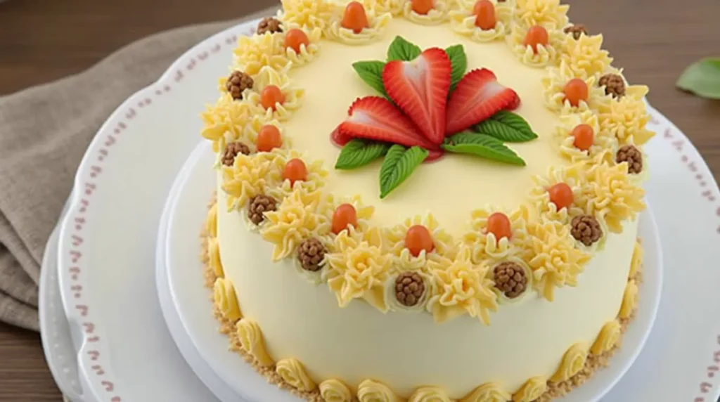 Un gâteau bébé facile à préparer, décoré de manière simple mais élégante avec des fruits frais et des touches créatives, parfait pour une fête d'anniversaire mémorable.